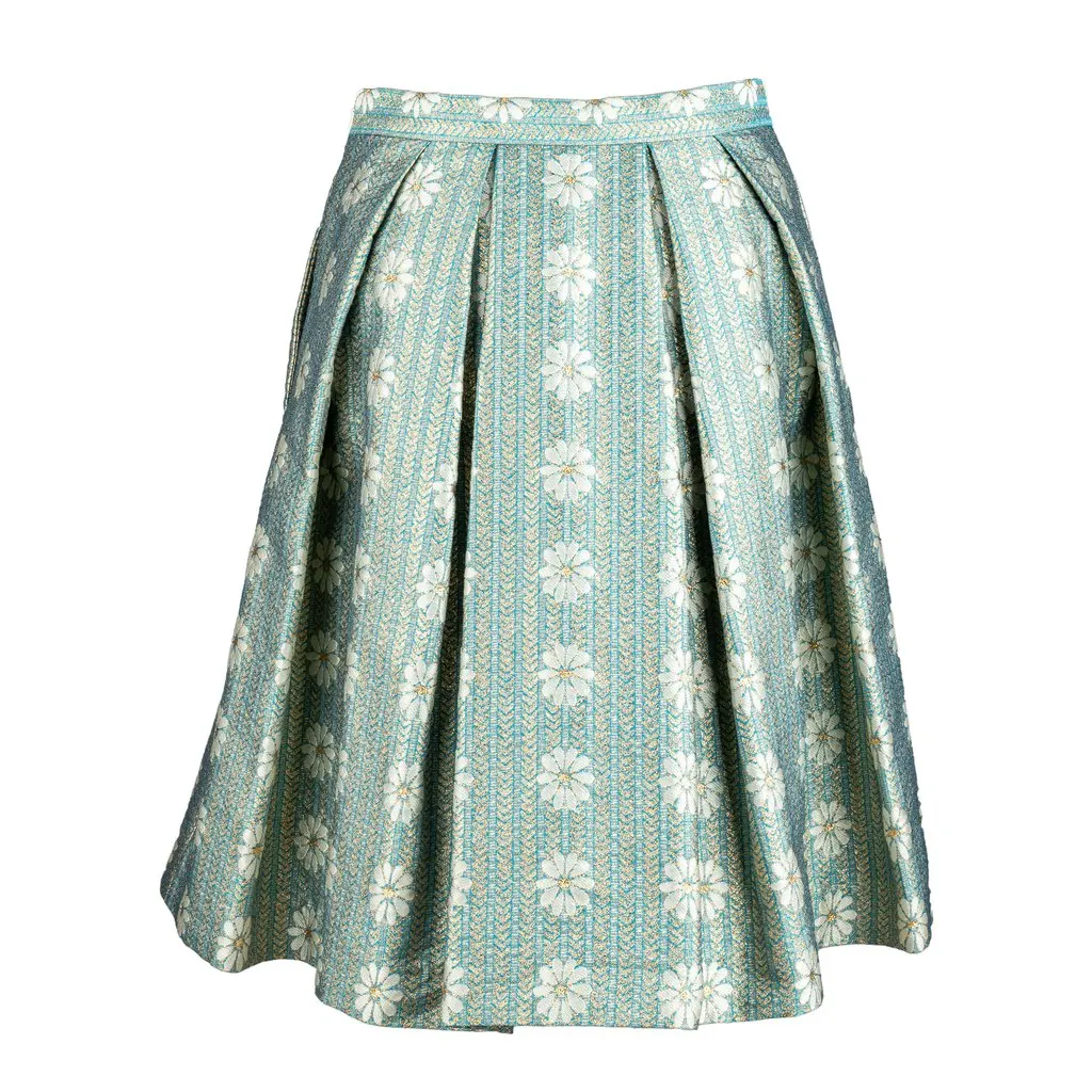 Valentino Jacquard Pleated Mini A-Line Skirt - '10s Red Canvas Good - Inside View