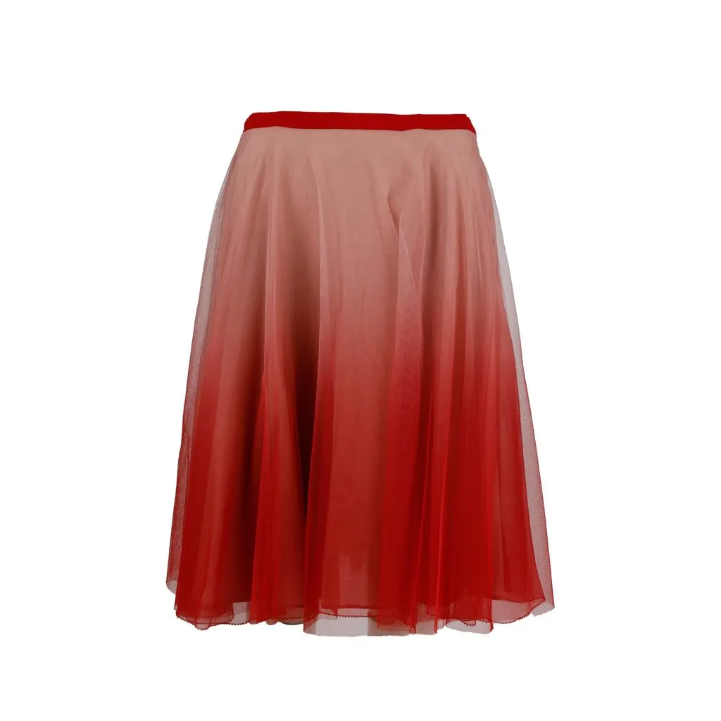 Valentino Red Valentino Ombre Tulle A-line Skirt - '10s Red Good - Front View