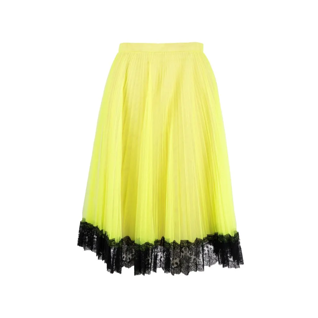 Christopher Kane Pleated Tulle Skirt - '10s Black Lace Good - Front View