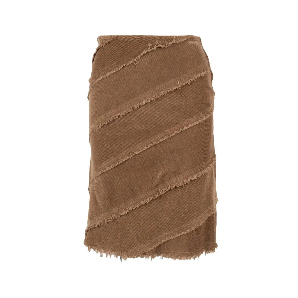 Moschino Jeans Cord Twill Skirt - '10s Brown Cotton Good - Front View