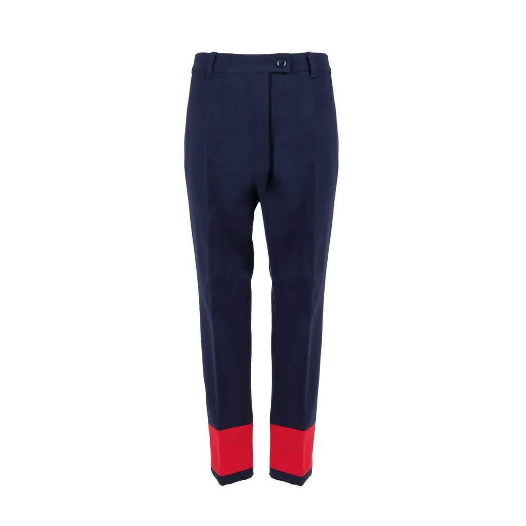 Moschino Bi-color Wool Pants - '10s Navy Wool Good - Front View
