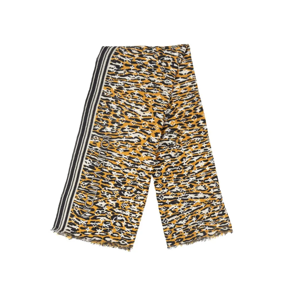 Louis Vuitton Monogram Jungle Print Scarf - '10s MultiColor Wool Good - Front View
