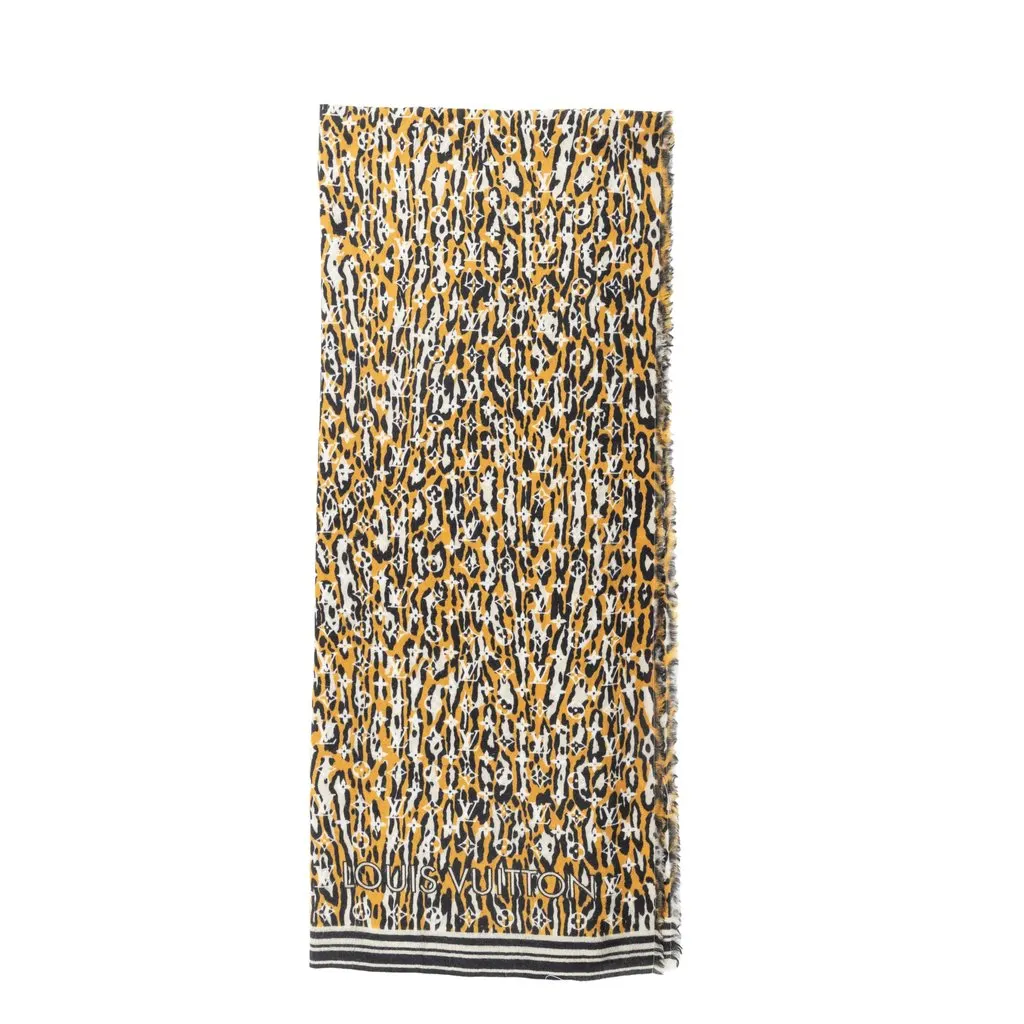 Louis Vuitton Monogram Jungle Print Scarf - '10s MultiColor Wool Good - Back View