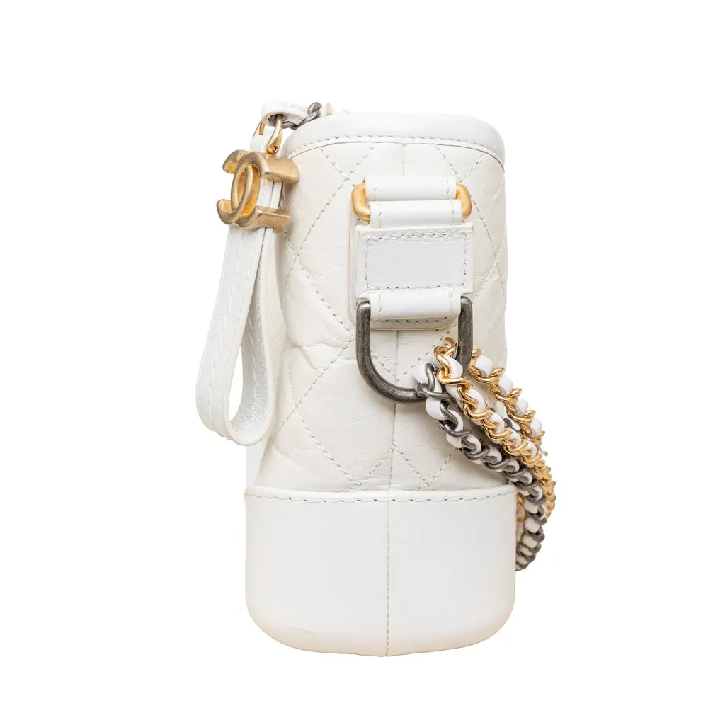 Chanel Quilted Leather Gabrielle Hobo Bag - '10s White Leather Good - Model View