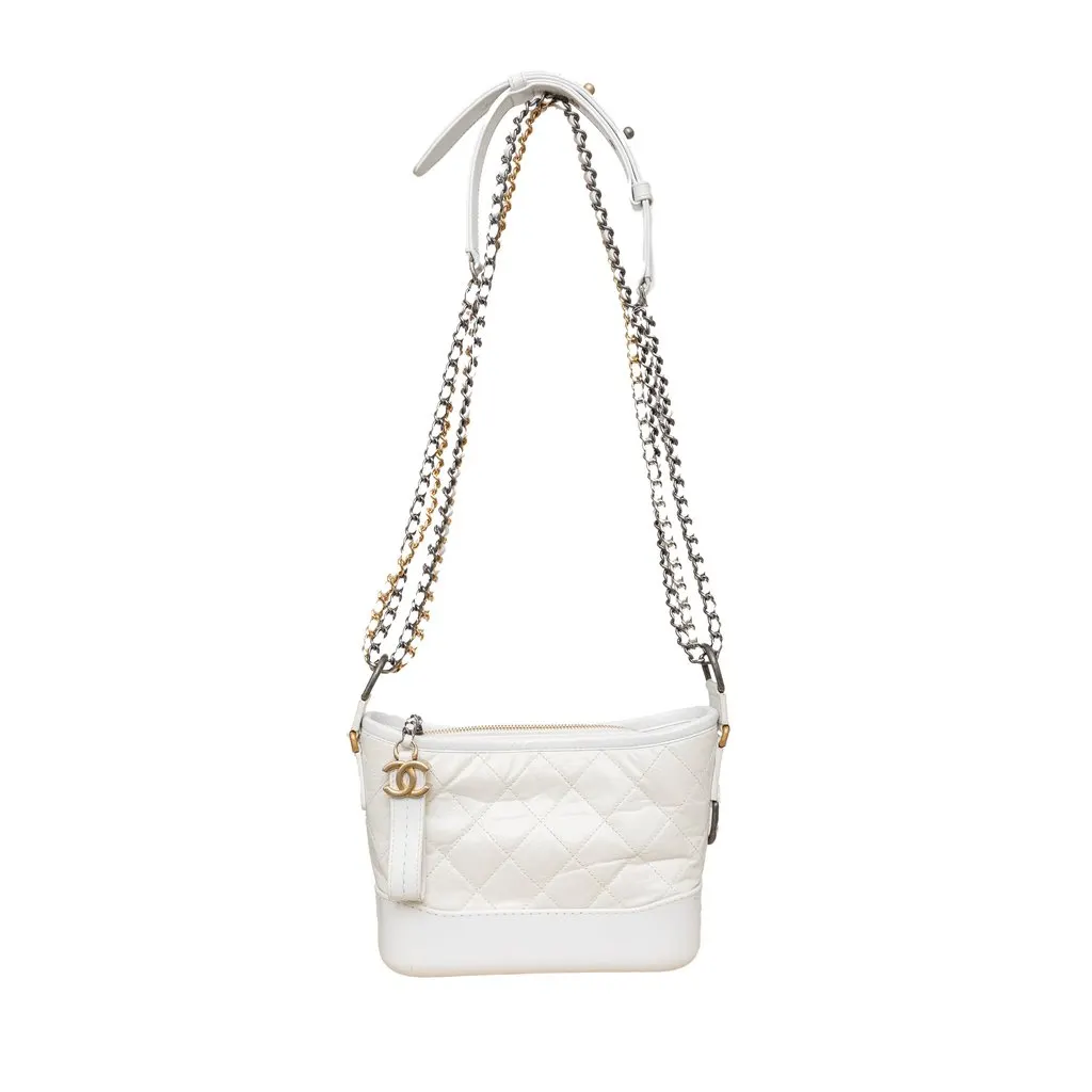 Chanel Quilted Leather Gabrielle Hobo Bag - '10s White Leather Good - Box View