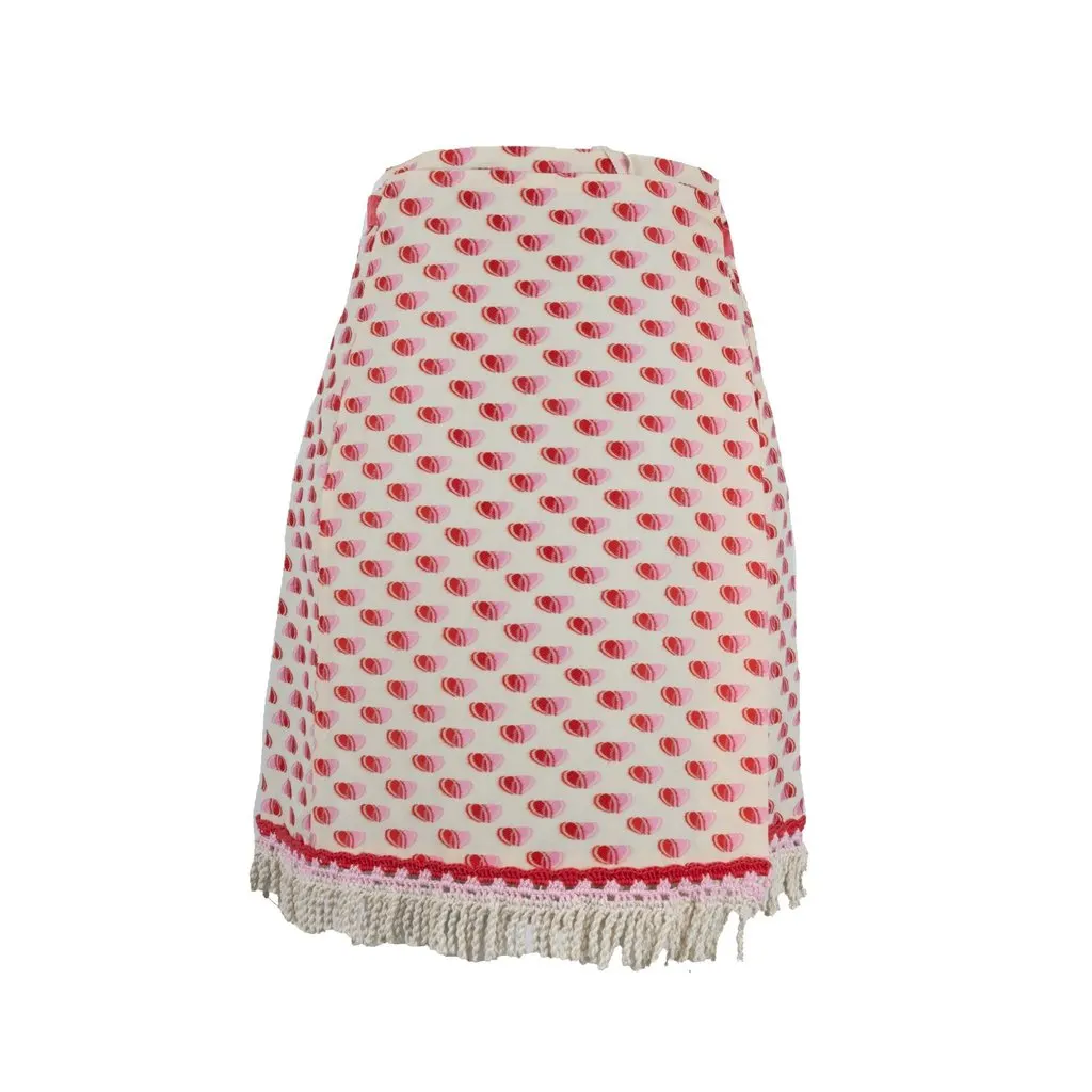 Unsigned Rubino Gaeta Fil Coupè Jacquard Mini Skirt - '20s Beige Canvas Good - Back View