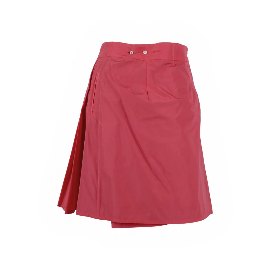 Unsigned Rubino Gaeta Pleated Skirt - '20s Red Polyester Good - Back View