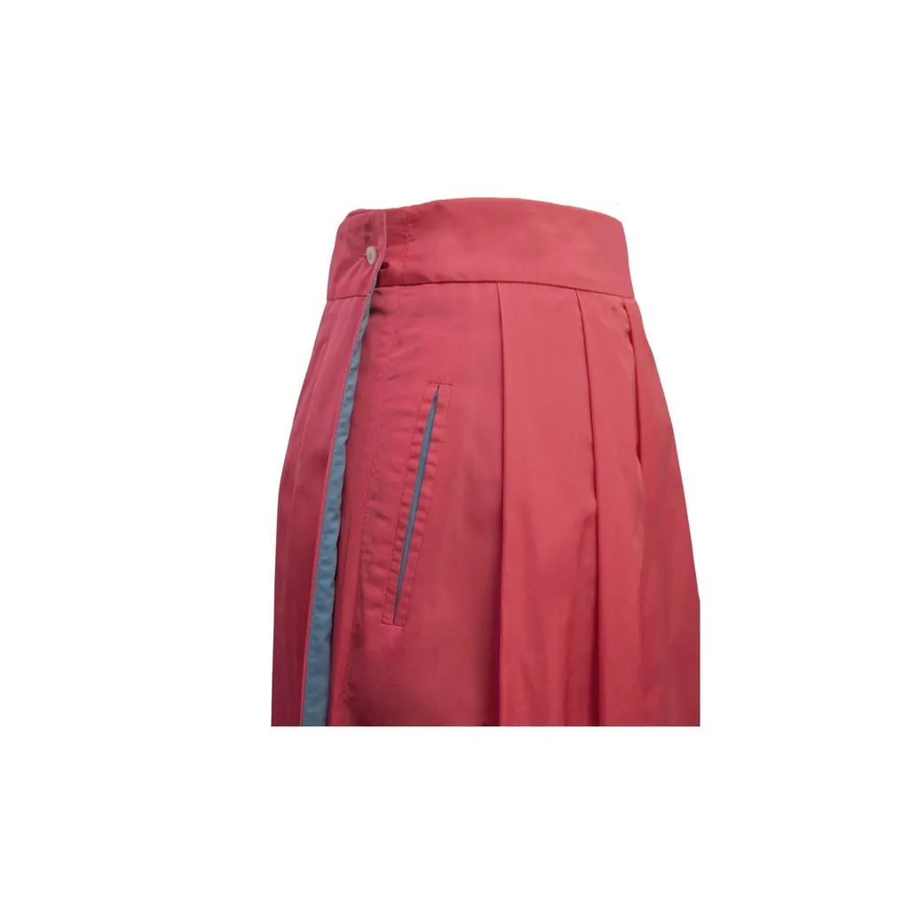 Unsigned Rubino Gaeta Pleated Skirt - '20s Red Polyester Good - Inside View