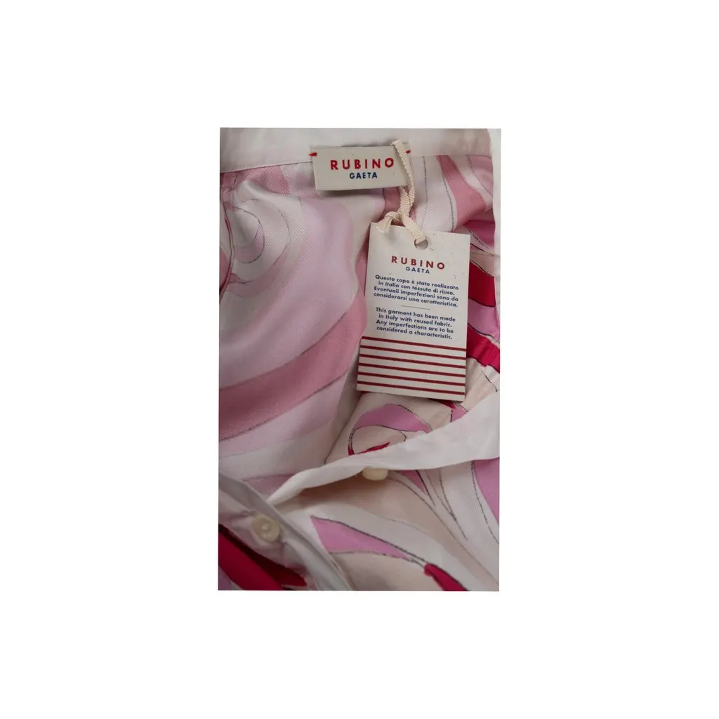 Unsigned Rubino Gaeta Peony Print Dress - '20s White Silk Good - Inside View
