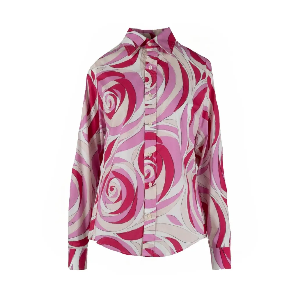Unsigned Rubino Gaeta Peony Print Shirt - '20s Red Cotton Good - Front View
