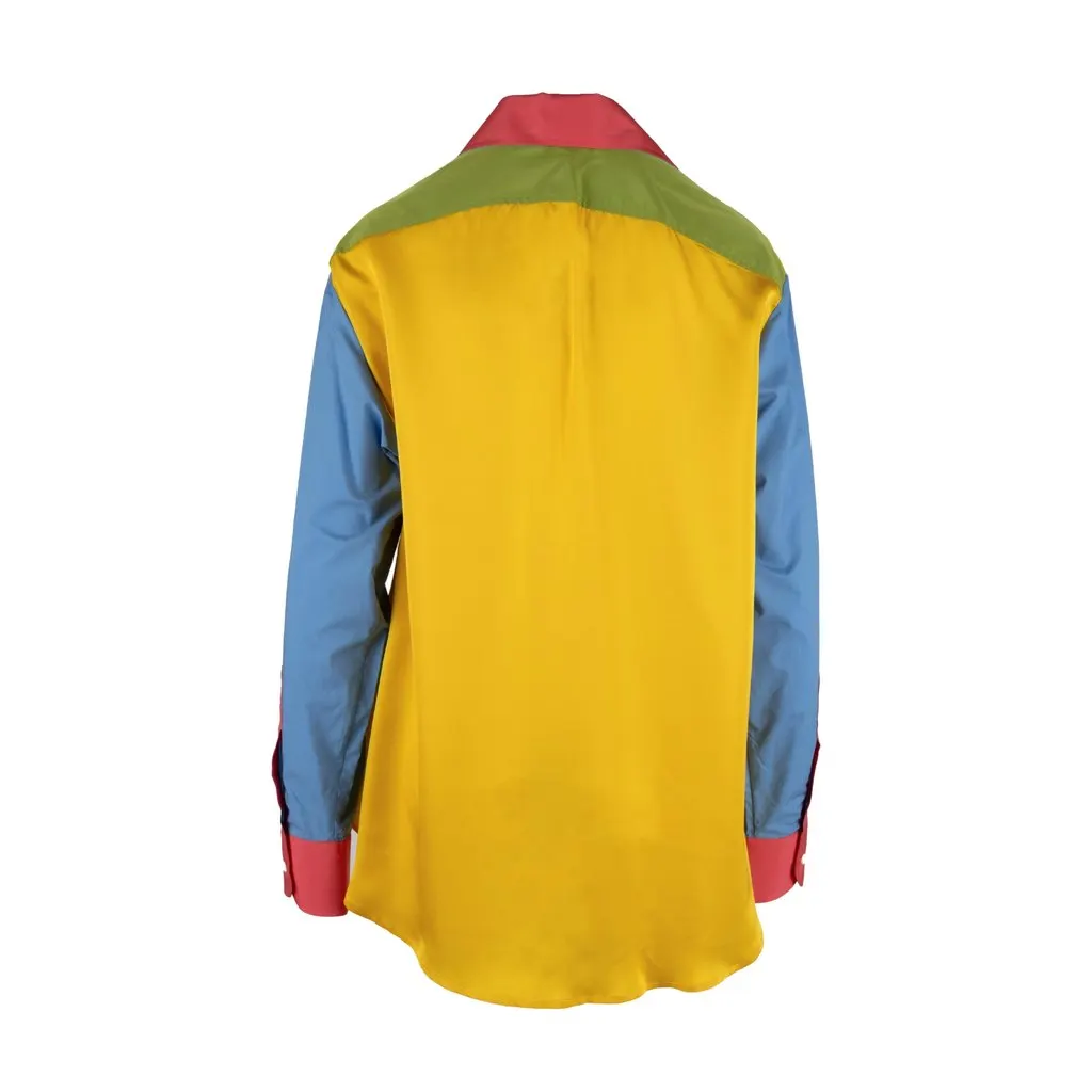 Unsigned Rubino Gaeta Colorblock Cross Shirt - '20s Red Satin Good - Inside View