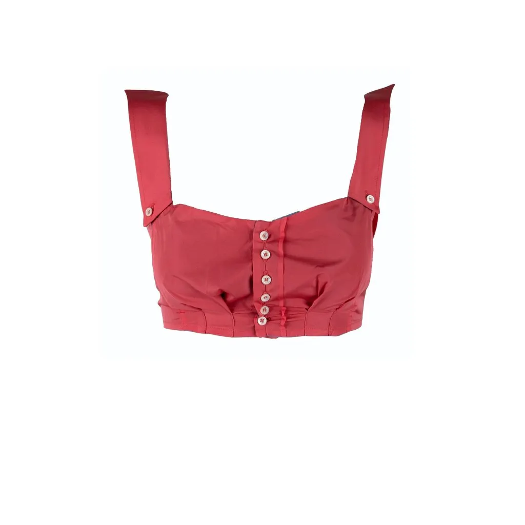 Unsigned Corset Top - '20s Red Polyester Good - Front View
