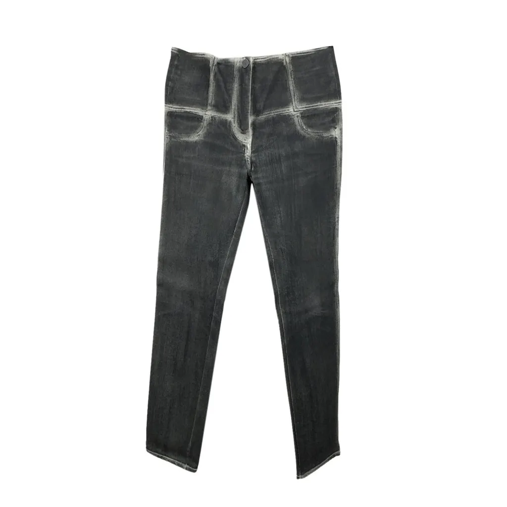 Chanel Trousers Grey Denim Good - Front View
