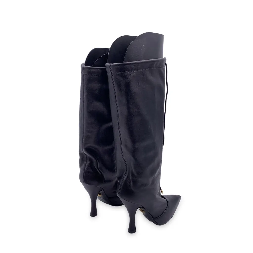 Versace Boots Black Leather Good - Model View