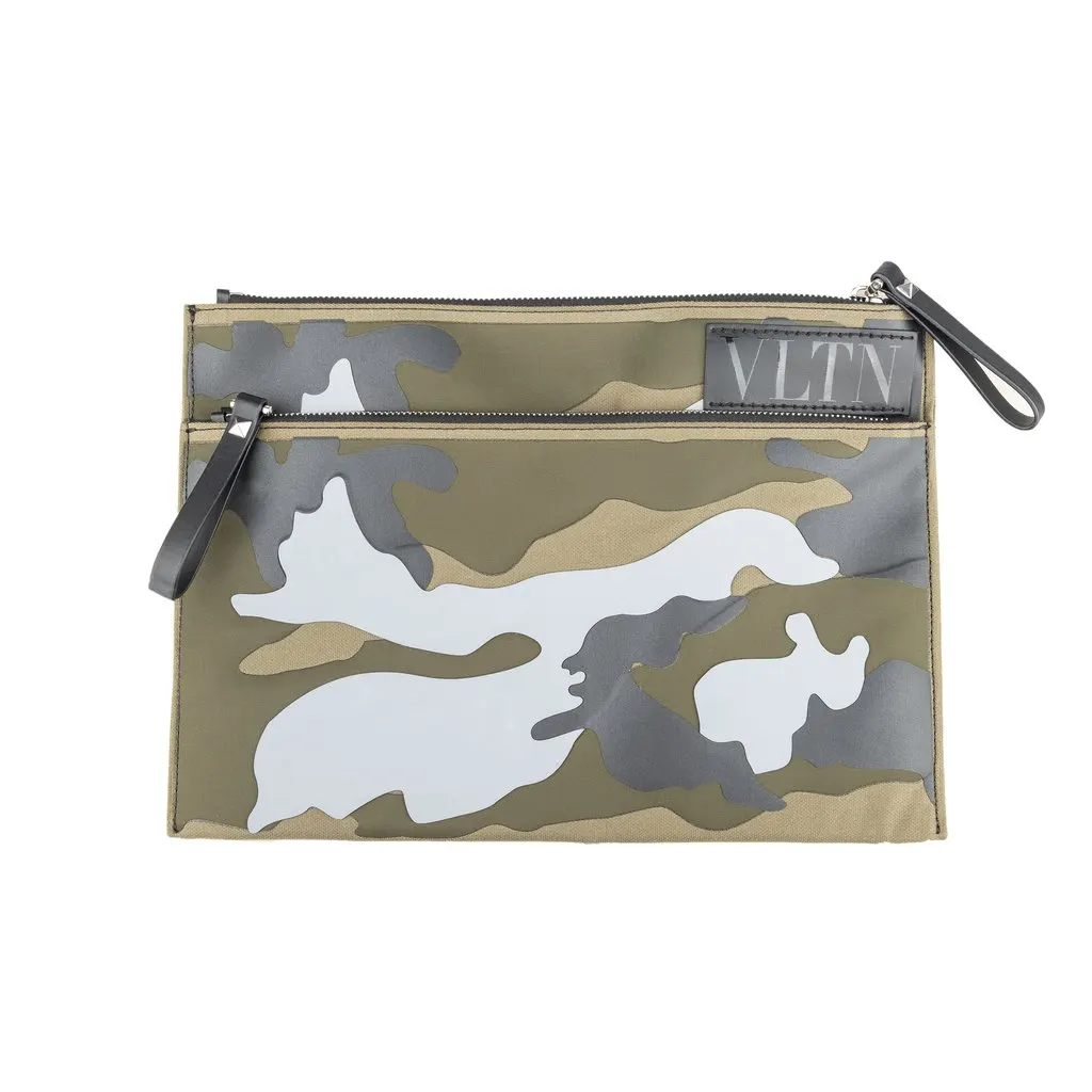 Valentino VLTN Camouflage Pouch Bag - '10s Red Good - Front View