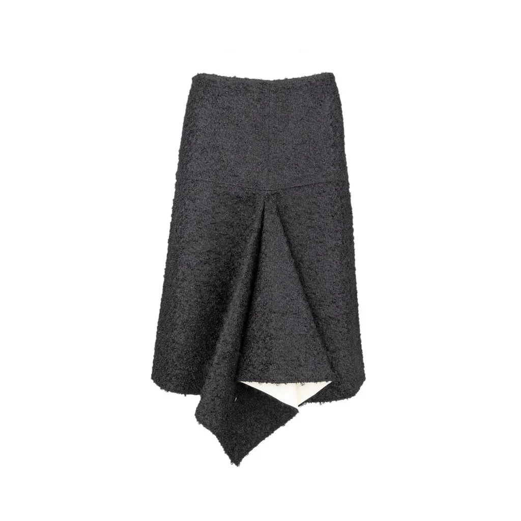 Marni Asymmetric Lambskin Skirt - '10s Black Leather Good - Front View