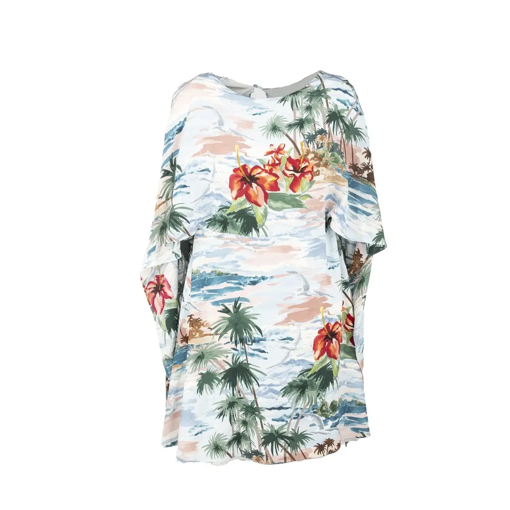 Valentino Hawaiian Couture Cape Dress - '10s Red Good - Front View