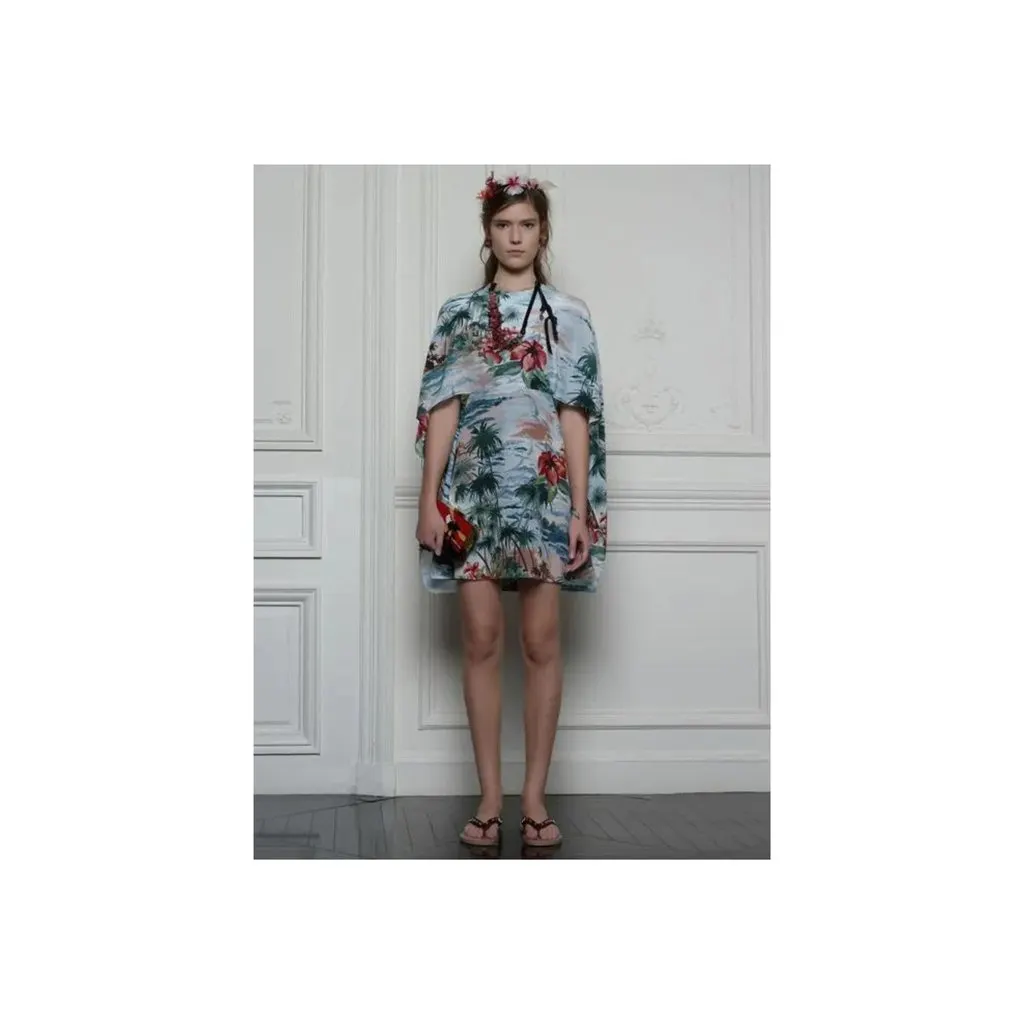 Valentino Hawaiian Couture Cape Dress - '10s Red Good - Back View