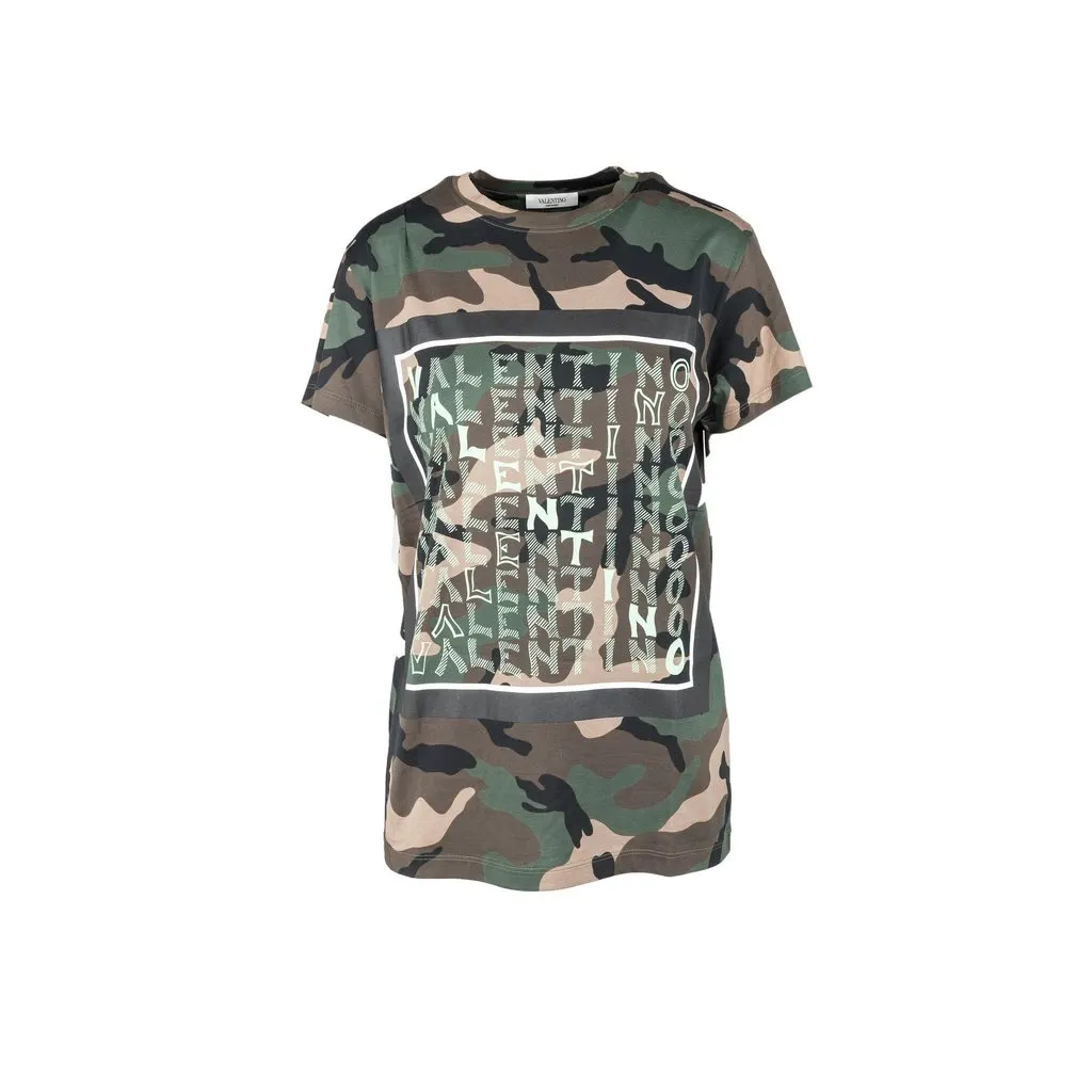 Valentino Camouflage T-shirt - '10s Red Cotton Good - Front View