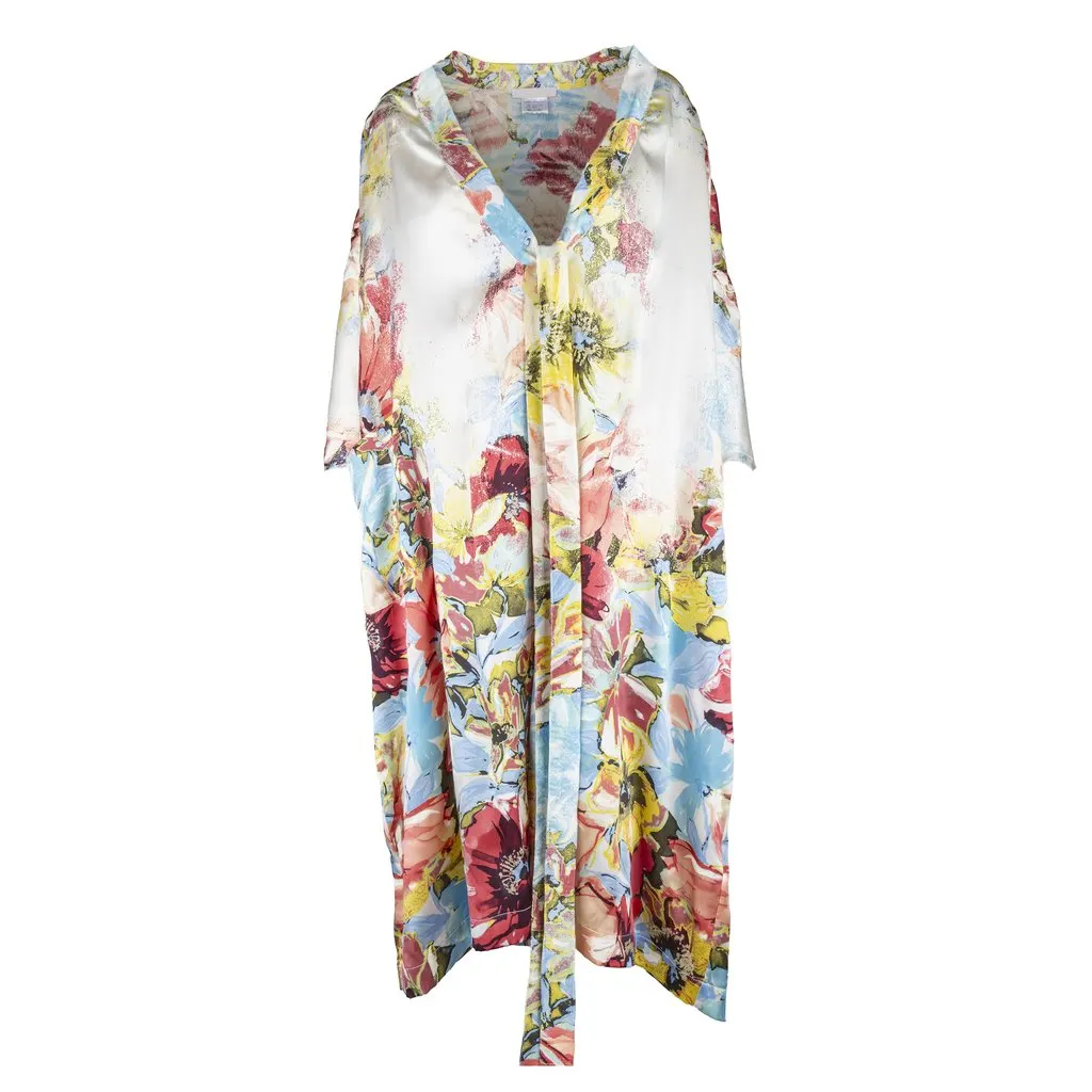 Roberto Cavalli Printed Silk Wrap Dress - '00s Beige Silk Good - Model View