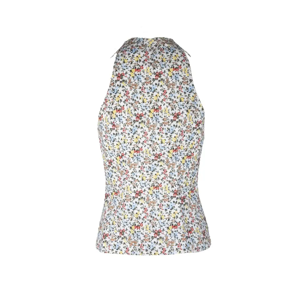 Vivienne Westwood Label Floral Printed Top - '00s Red Cotton Good - Back View
