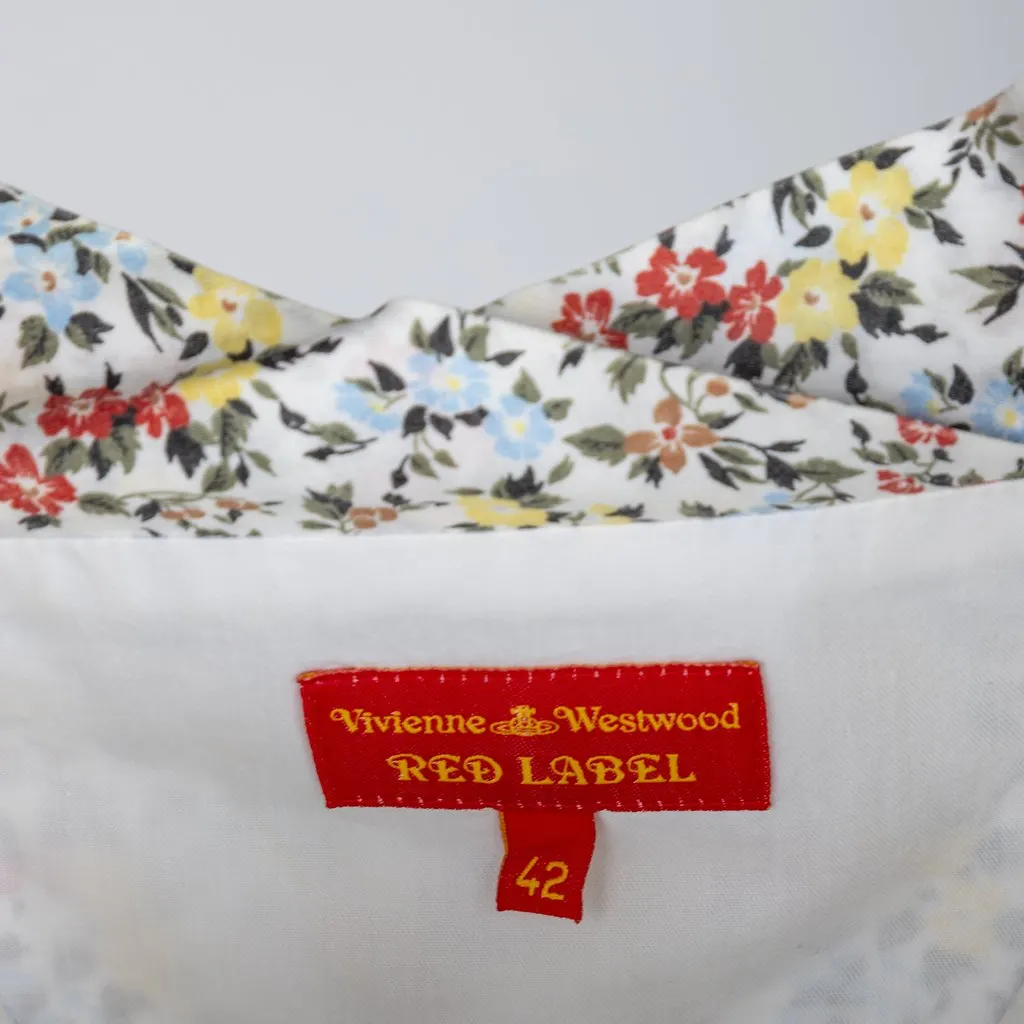 Vivienne Westwood Label Floral Printed Top - '00s Red Cotton Good - Box View