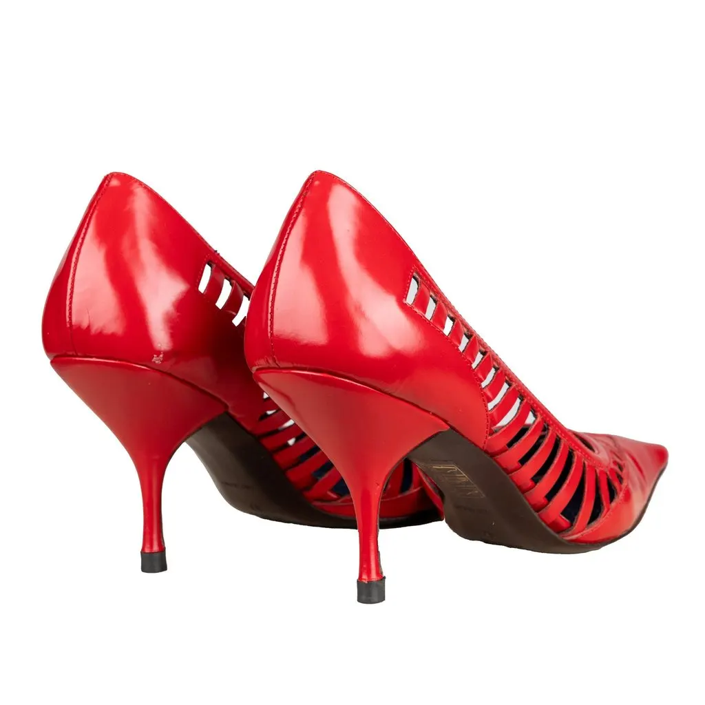 Miu Miu Cut-out Pointed Heels - '00s Red Leather Good - Inside View