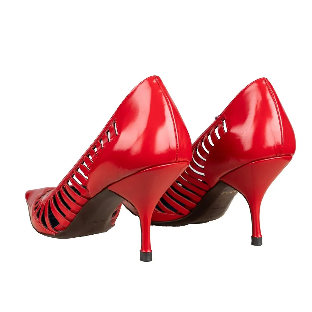 Miu Miu Cut-out Pointed Heels - '00s Red Leather Good - Box View