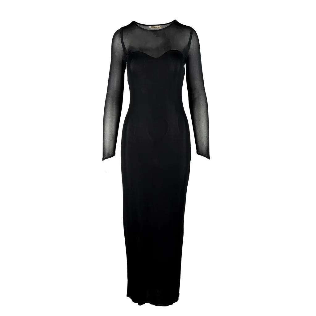 Mugler Mesh Long Dress - '90s Black Good - Front View