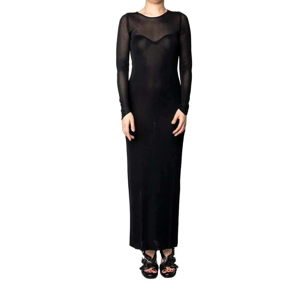 Mugler Mesh Long Dress - '90s Black Good - Back View