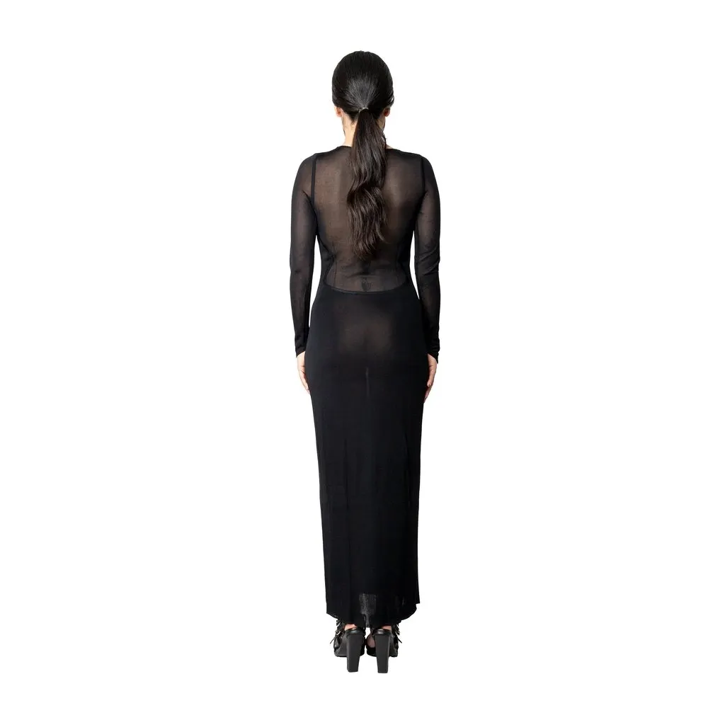Mugler Mesh Long Dress - '90s Black Good - Inside View