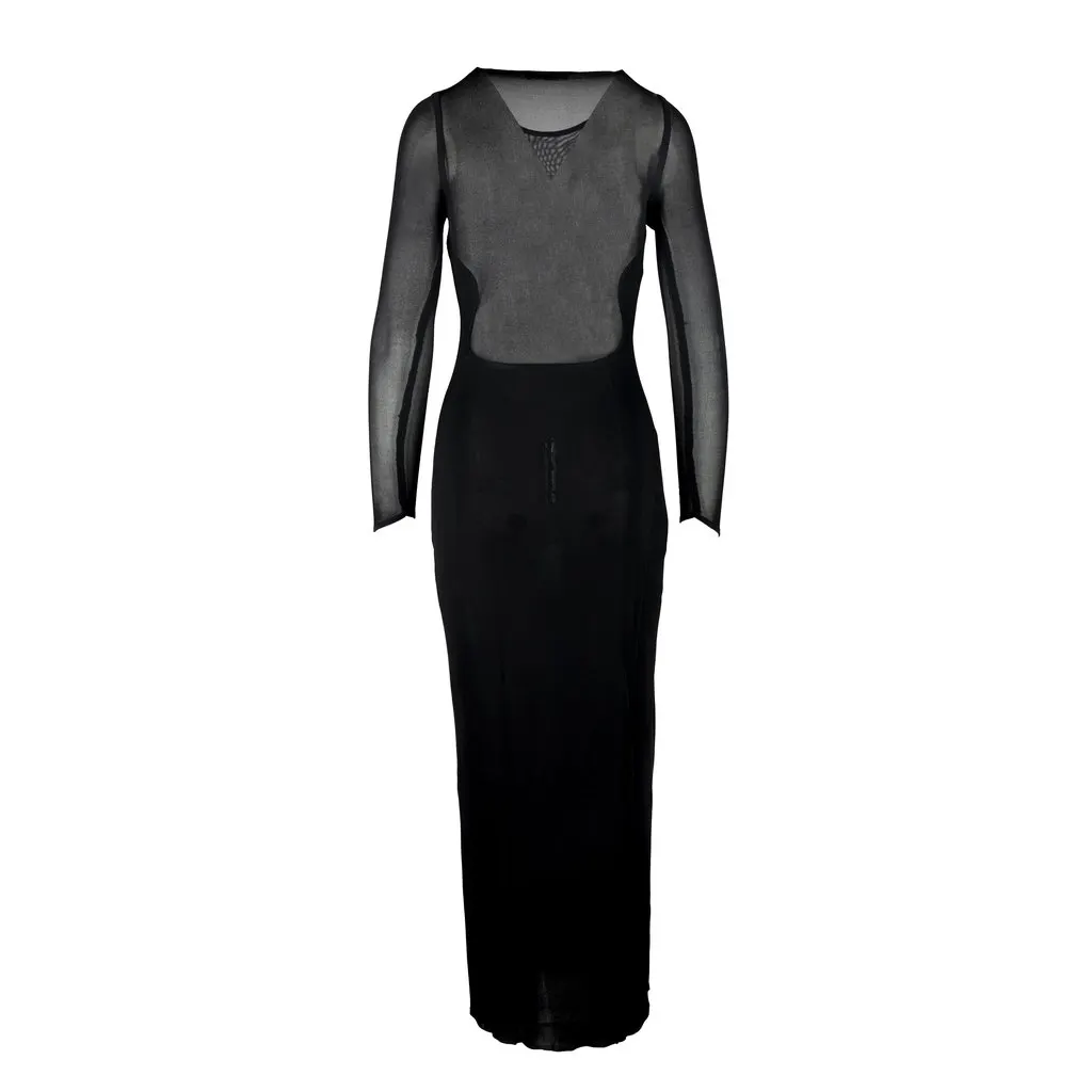 Mugler Mesh Long Dress - '90s Black Good - Model View