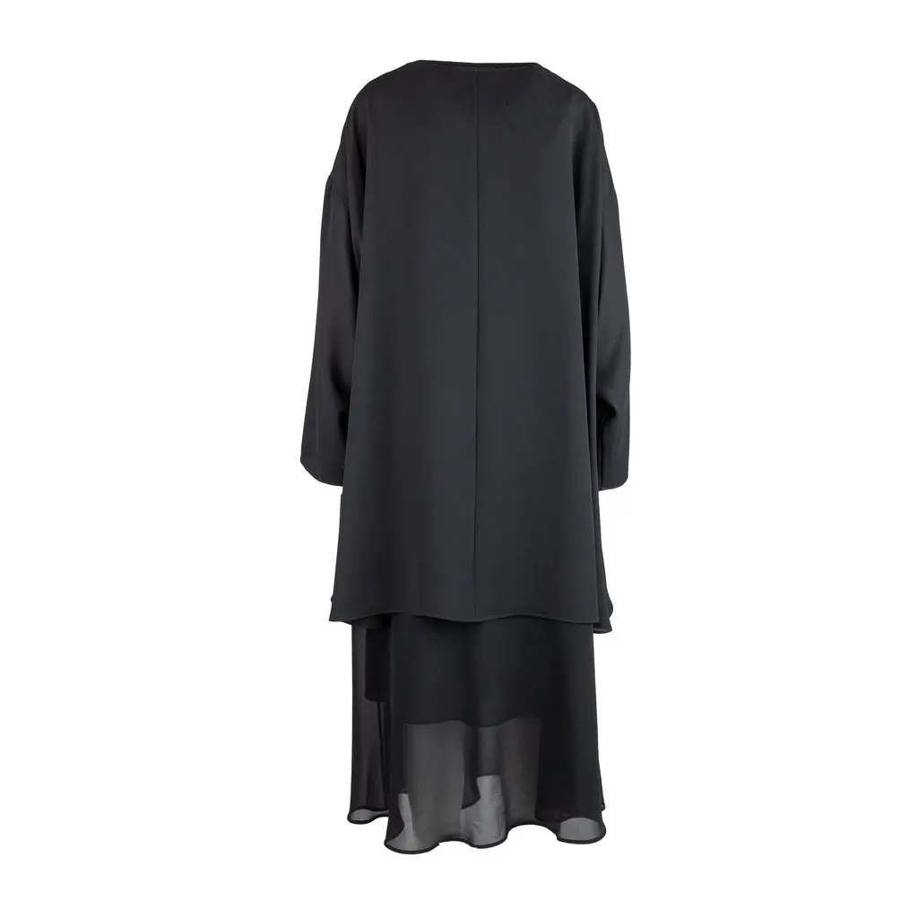 Unsigned Chiffon Dress Set - '10s Black Good - Back View