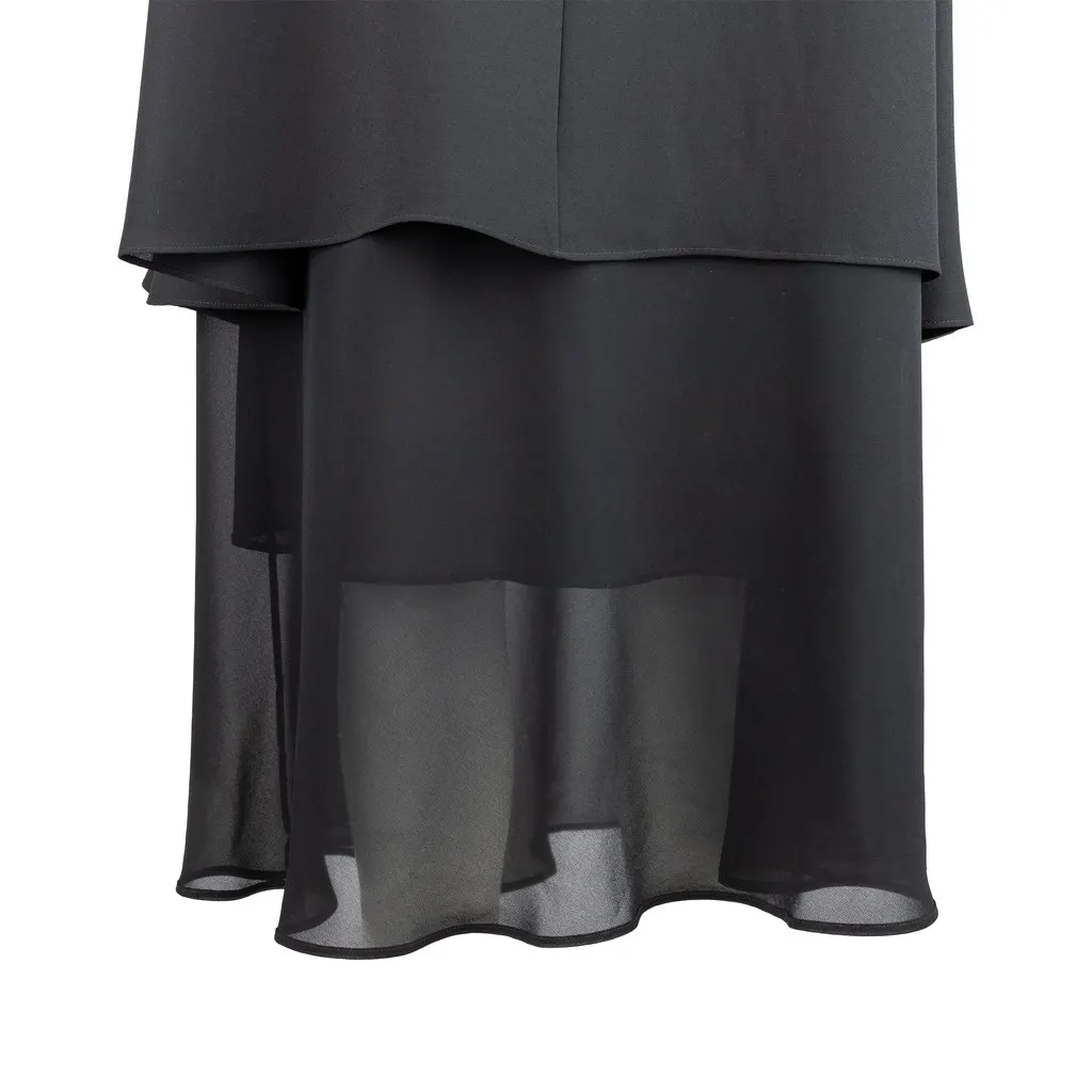 Unsigned Chiffon Dress Set - '10s Black Good - Model View