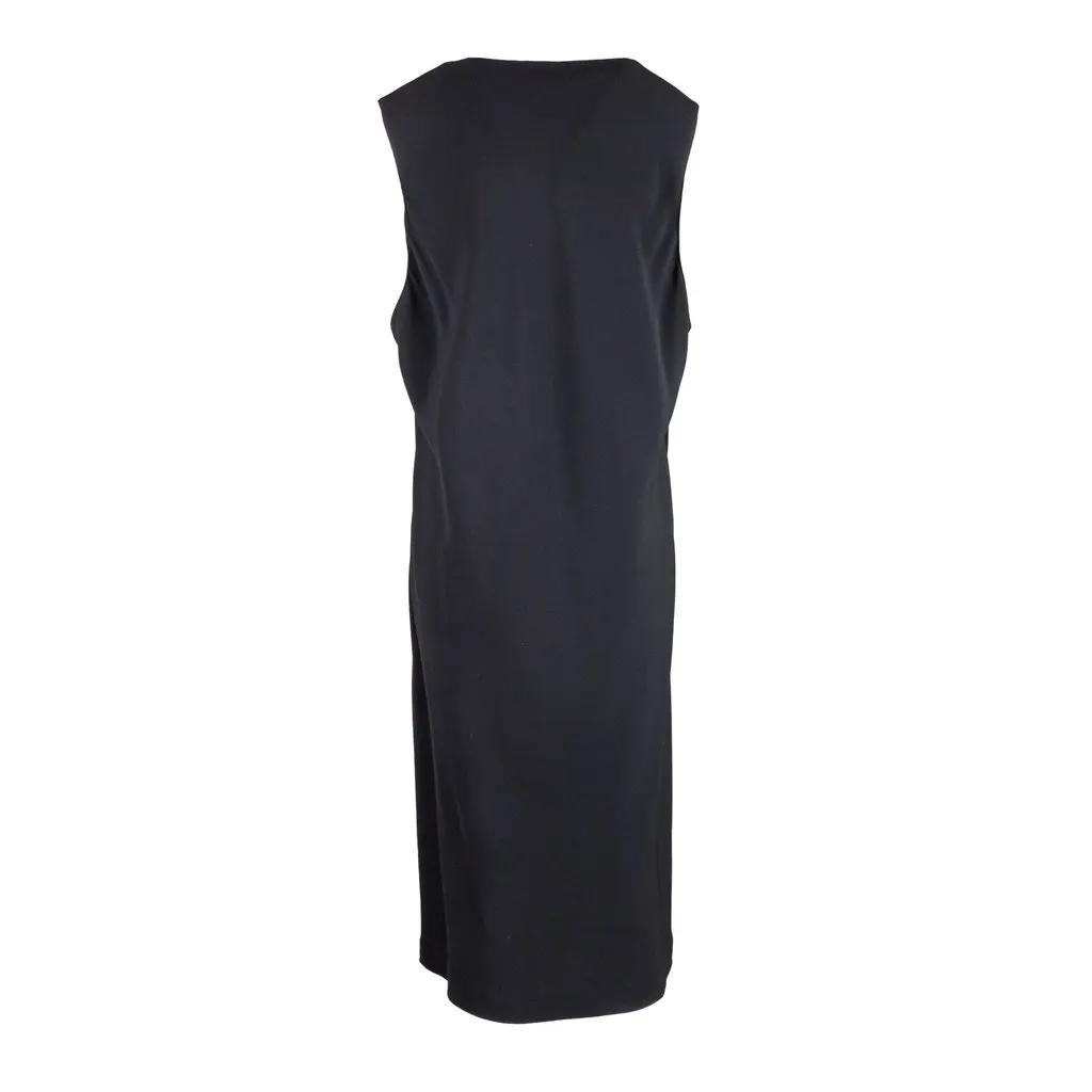 Unsigned Crêpe de Chine Long Dress - '10s Black Silk Good - Back View