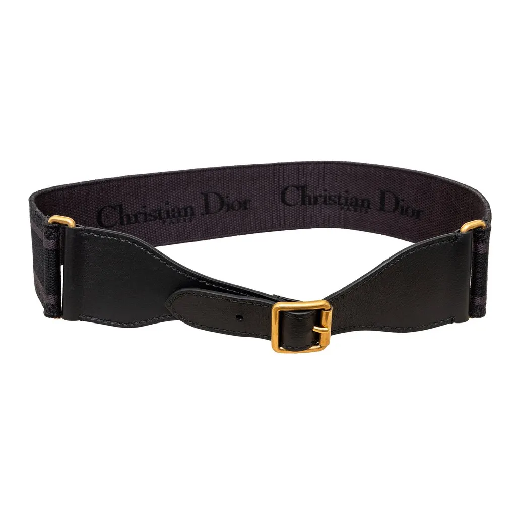 Dior Wide Canvas Belt - '20s Black Canvas Good - Front View