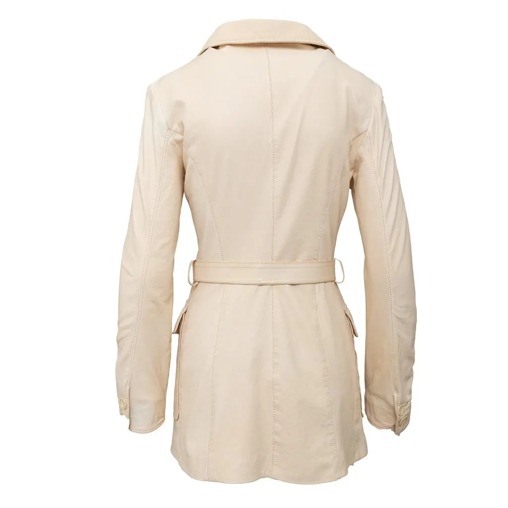 Roberto Cavalli Leather Jacket - '00s Beige Leather Good - Back View