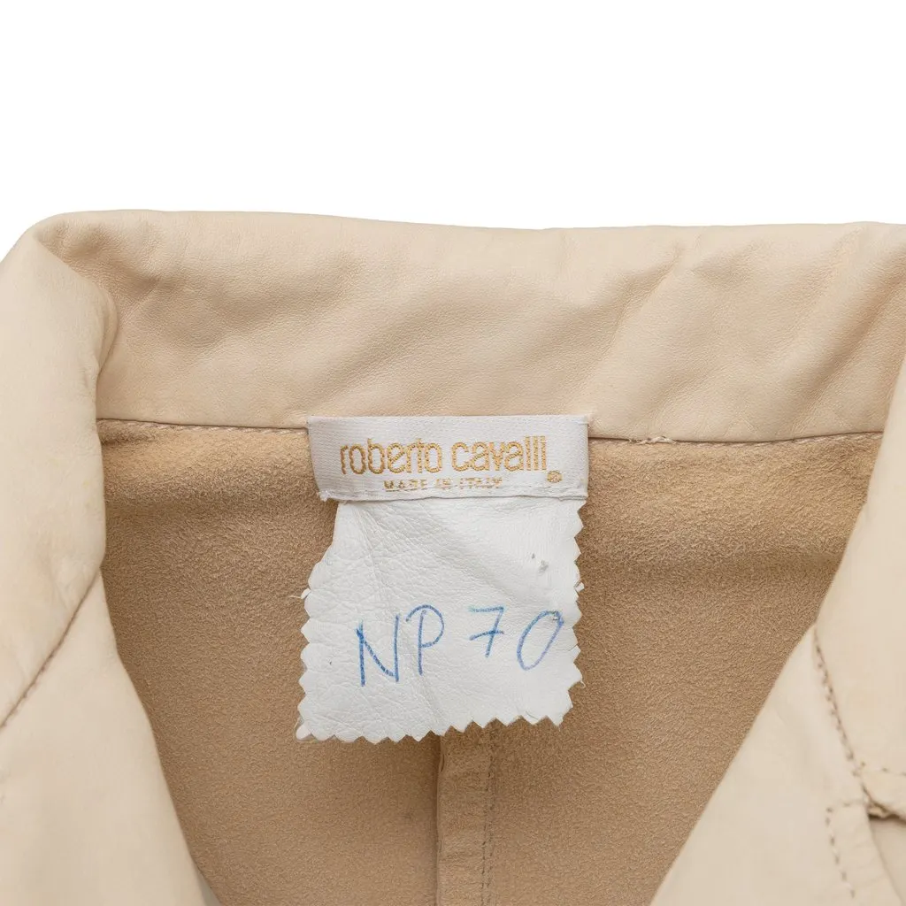 Roberto Cavalli Leather Jacket - '00s Beige Leather Good - Inside View