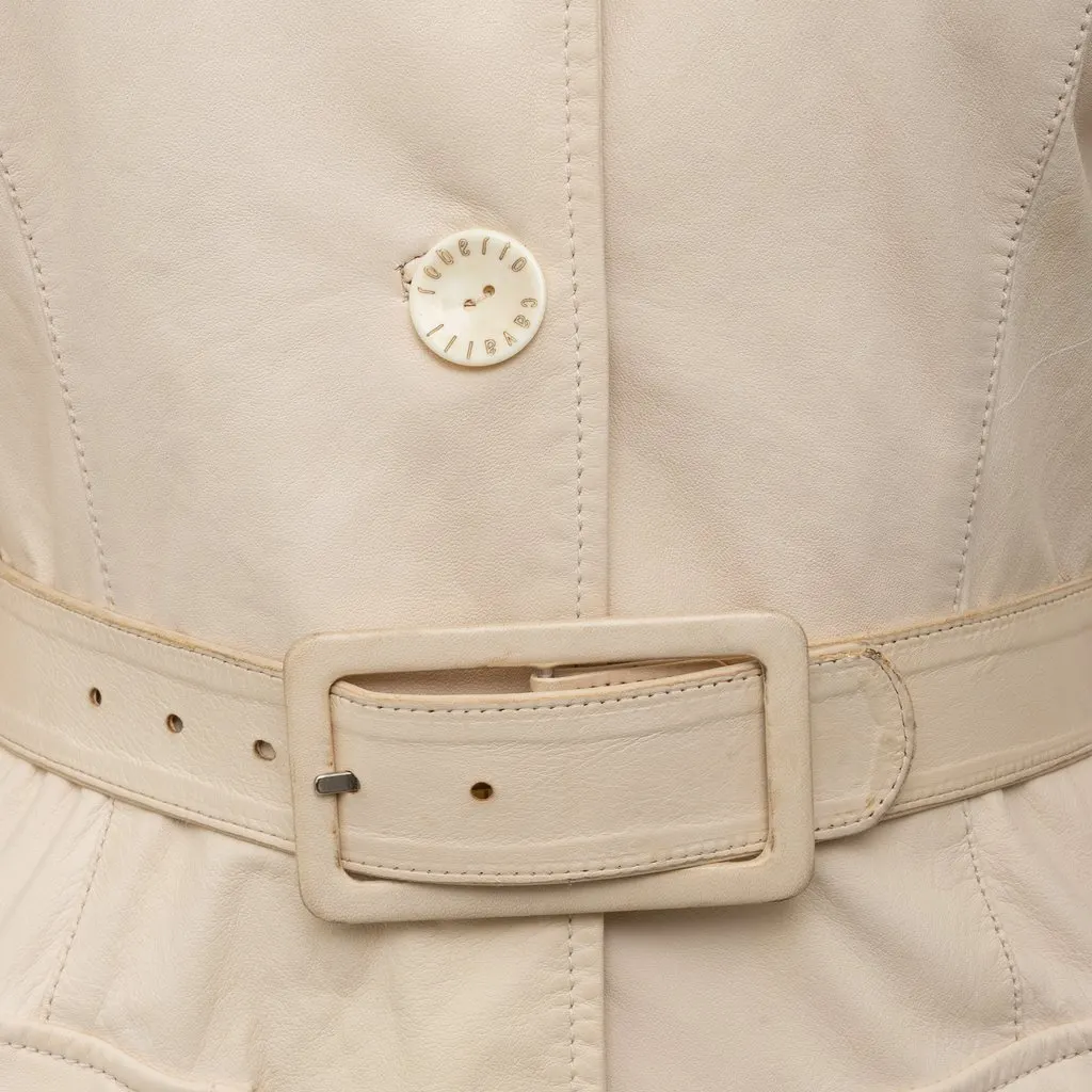 Roberto Cavalli Leather Jacket - '00s Beige Leather Good - Model View