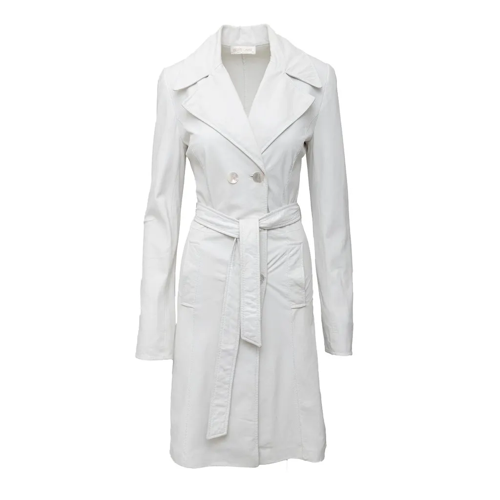 Roberto Cavalli Leather Jacket - '00s White Leather Good - Front View