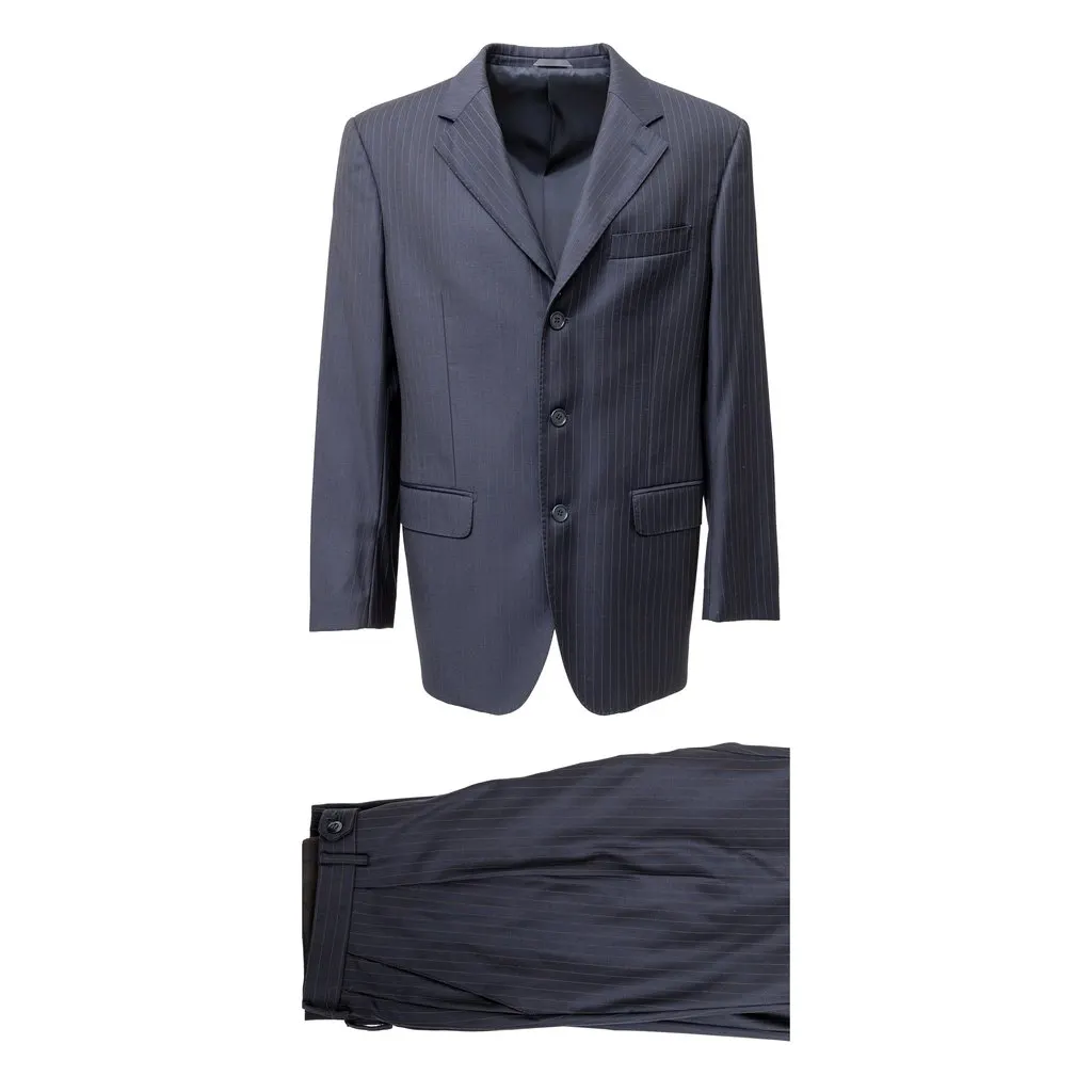 Unsigned Classic Pinstripe Suit - '00s Navy Wool Good - Front View