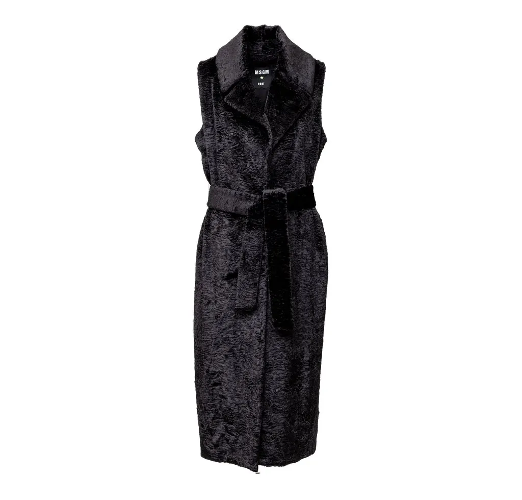 MSGM Sleeveless Coat with Belt - '10s Red Cotton Good - Front View