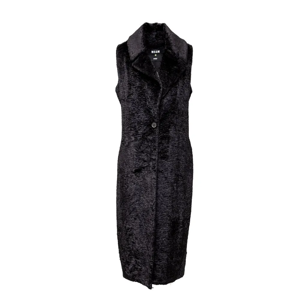 MSGM Sleeveless Coat with Belt - '10s Red Cotton Good - Back View
