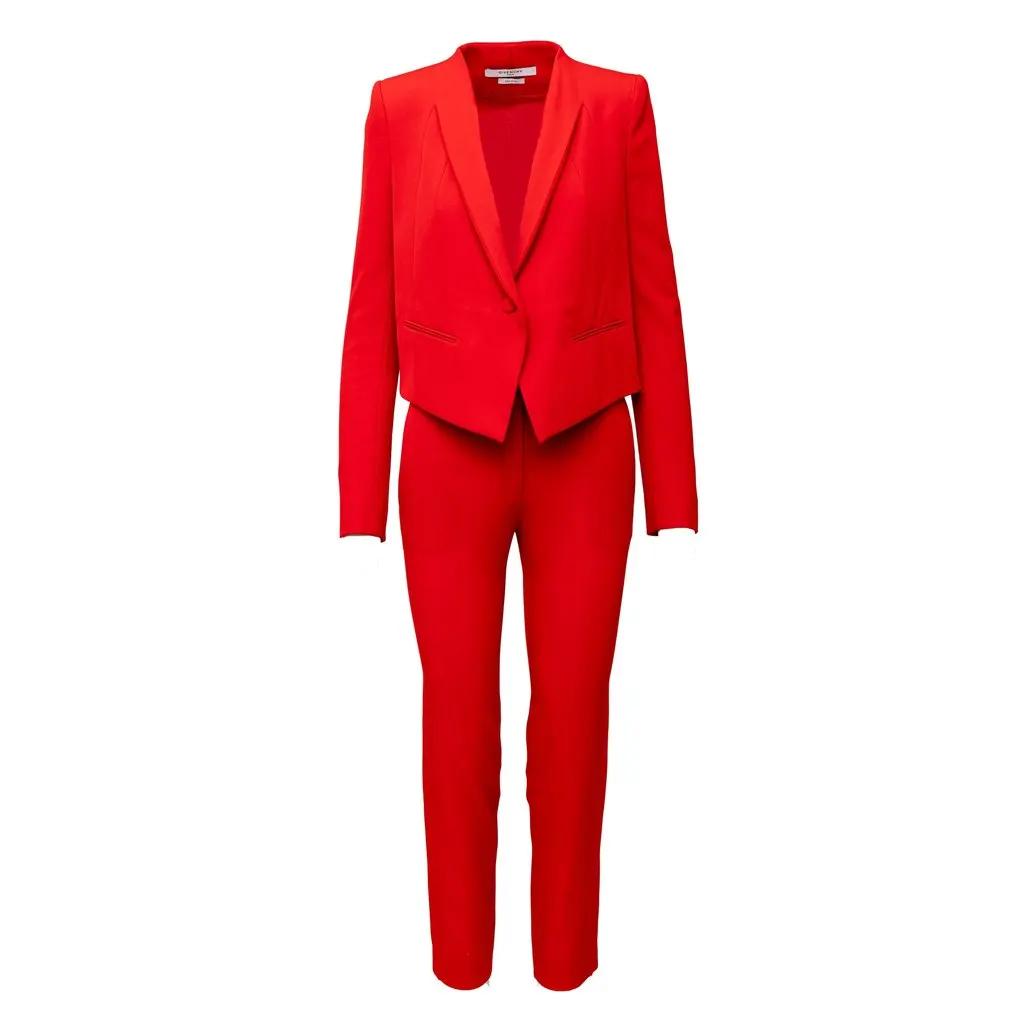 Givenchy Red Suit - '10s Red Wool Good - Front View