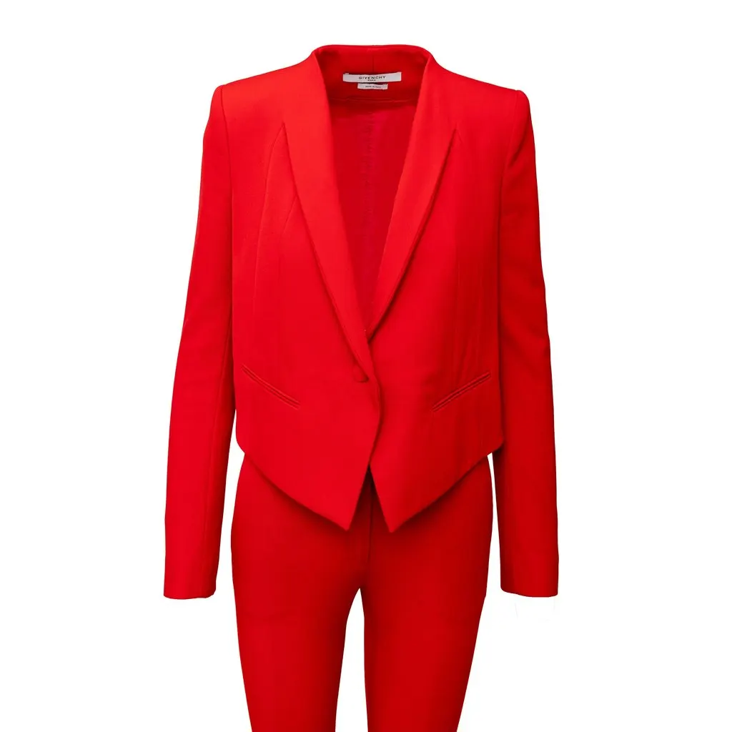 Givenchy Red Suit - '10s Red Wool Good - Inside View