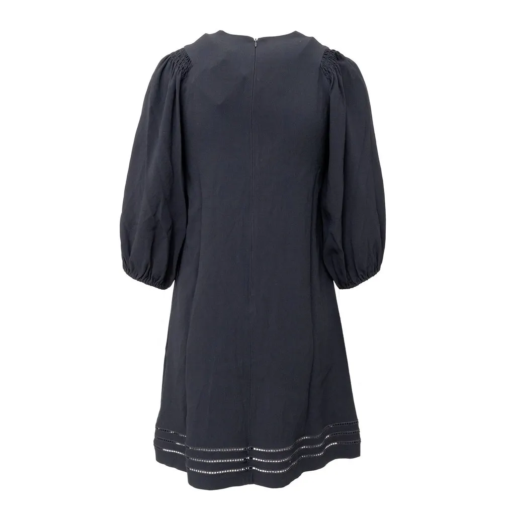Valentino Red Valentino Embroidered Crepe Flared Dress - '10s Red Good - Back View