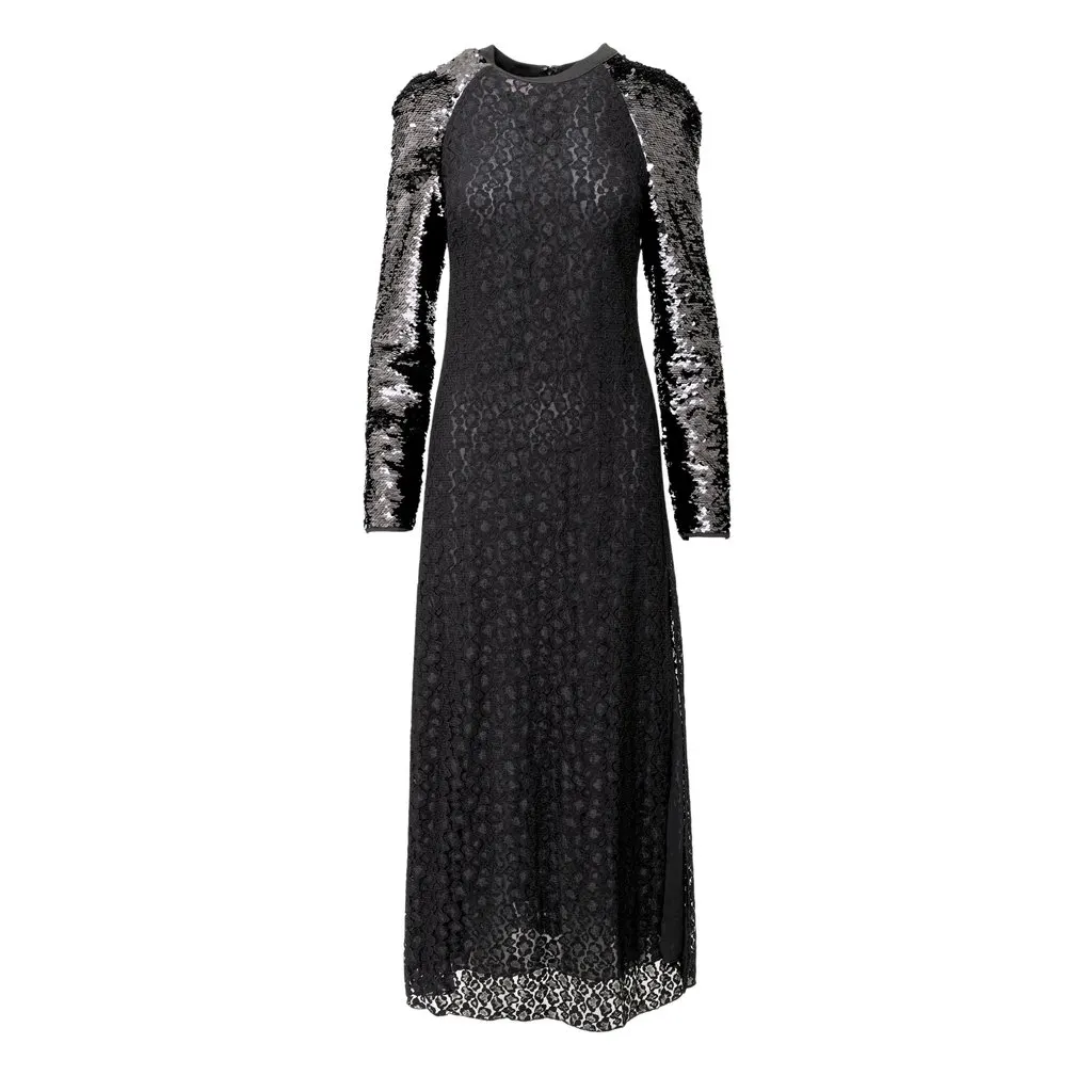 Giamba Giambattista Valli Sequin and Lace Dress - '10s Black Lace Good - Front View