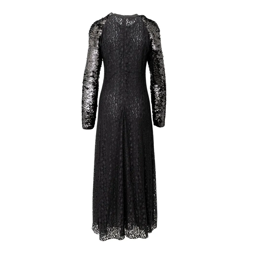 Giamba Giambattista Valli Sequin and Lace Dress - '10s Black Lace Good - Inside View