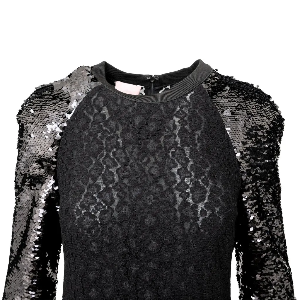 Giamba Giambattista Valli Sequin and Lace Dress - '10s Black Lace Good - Model View
