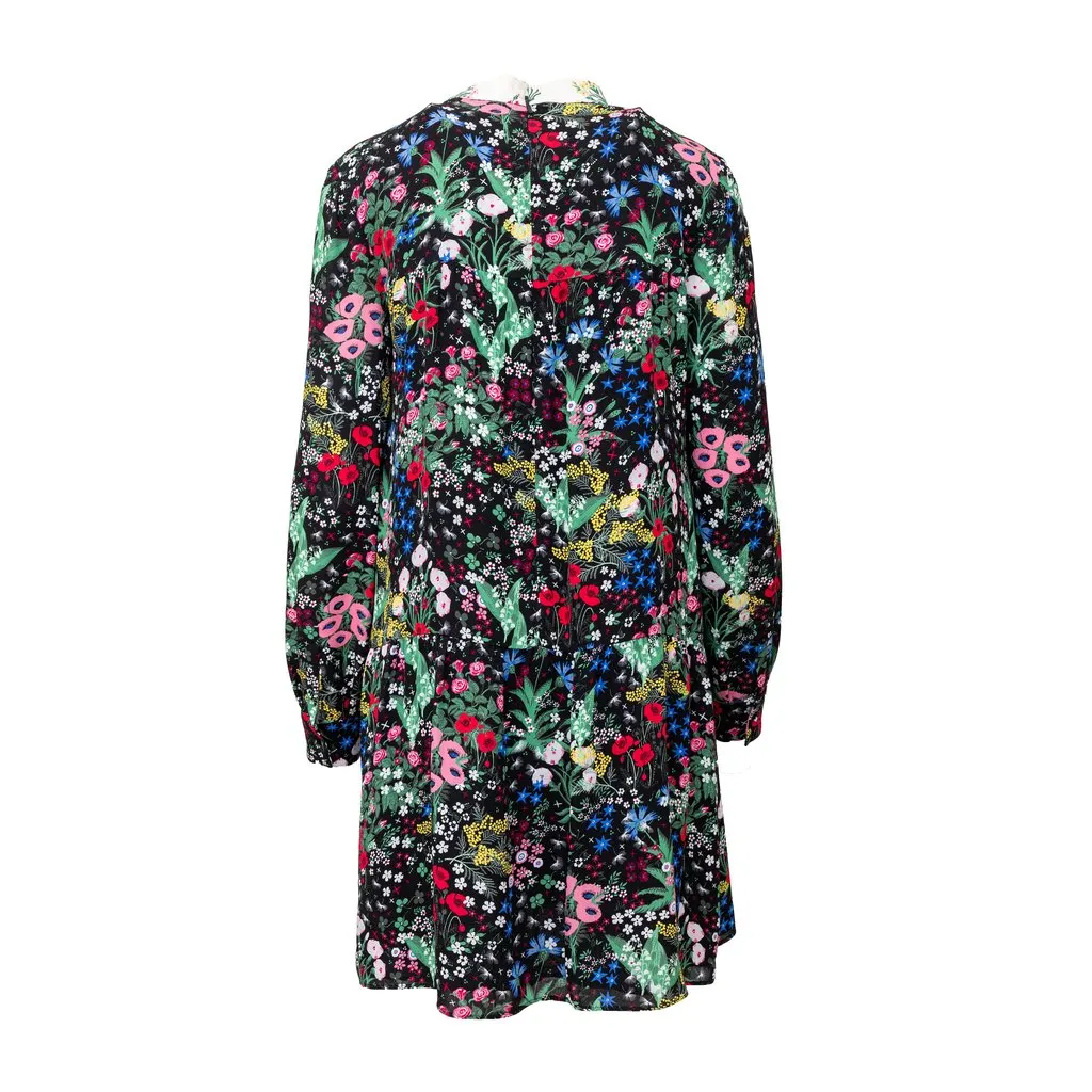 Valentino Floral Print Midi Dress - '10s Black Silk Good - Inside View